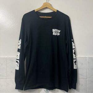 Betty Boop Long Sleeve Shirt Womens M Black Cartoon Retro Licensed